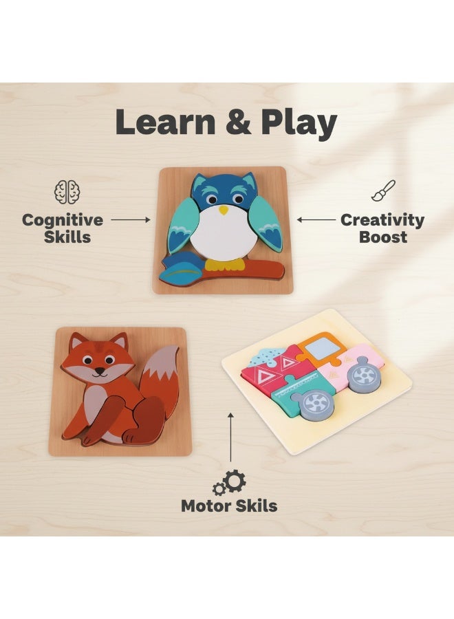 Y&D 3 Piece Set Children's Wooden 3D Puzzle Toy - Image 1