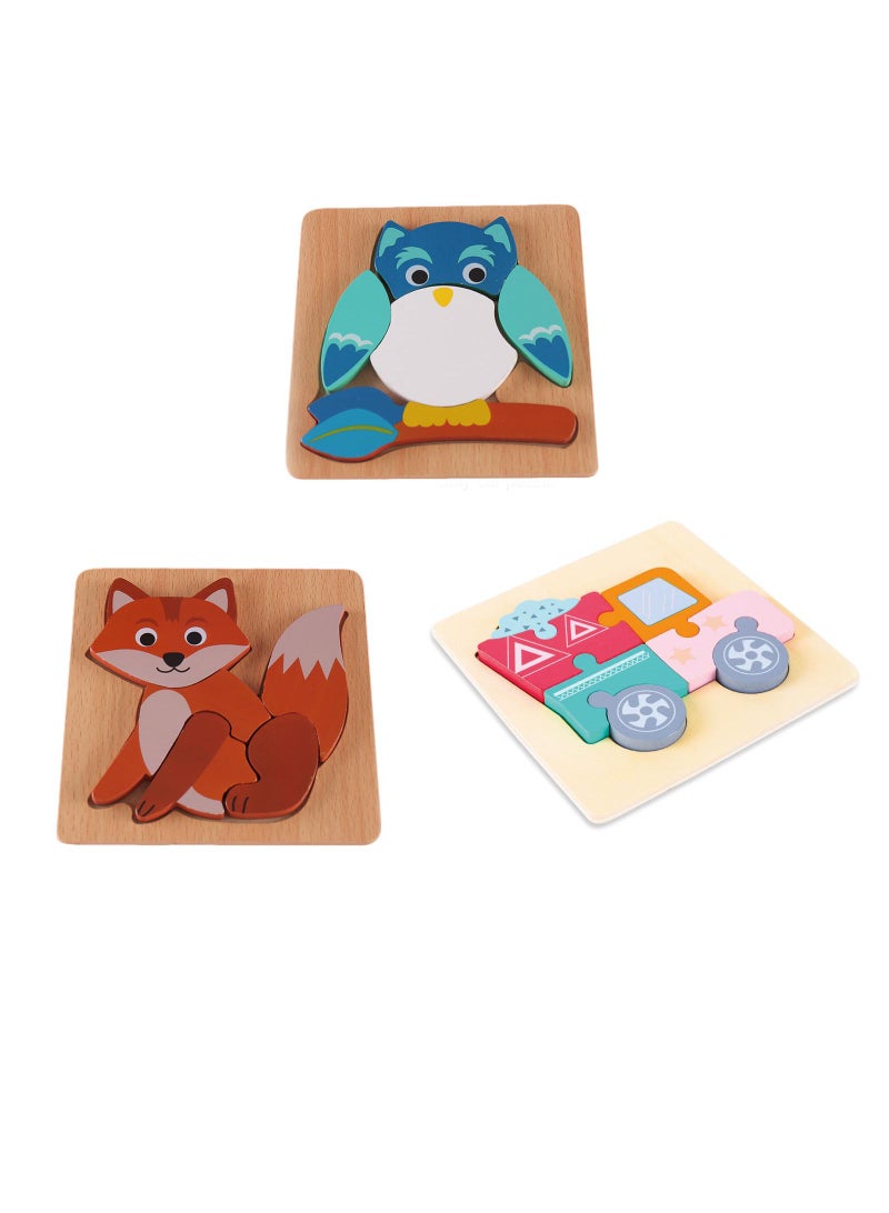 Y&D 3 Piece Set Children's Wooden 3D Puzzle Toy - Image 1