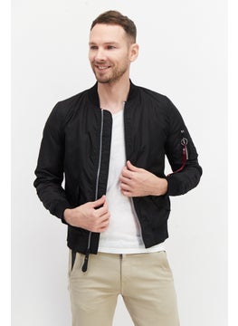 Alpha Industries Men Solid Bomber Jacket, Black  - Image 1
