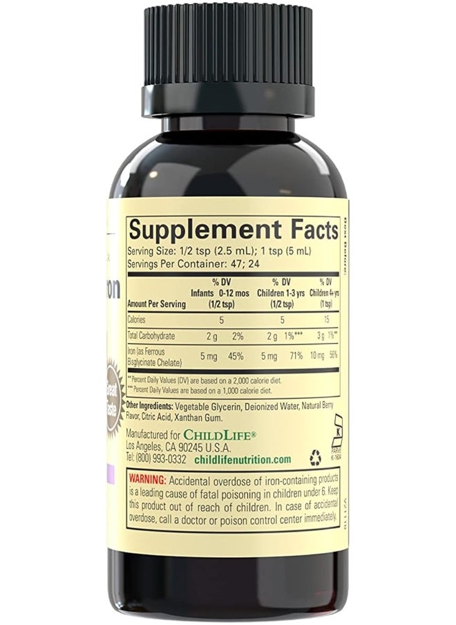 CHILDLIFE ChildLife Essentials Liquid Iron - Dietary Supplement for Infants, Baby, Kids, Toddlers, Children, and Teens - Natural Berry Flavor  - Image 2