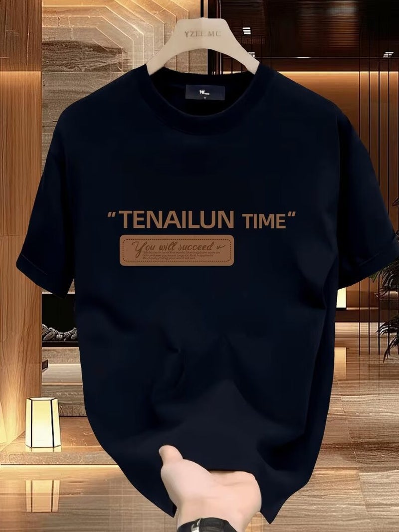 Printed Simple Casual Short-Sleeved T-Shirt Men'S Summer Fashionable Brand Loose Half-Sleeved Top For Boys - Image 2