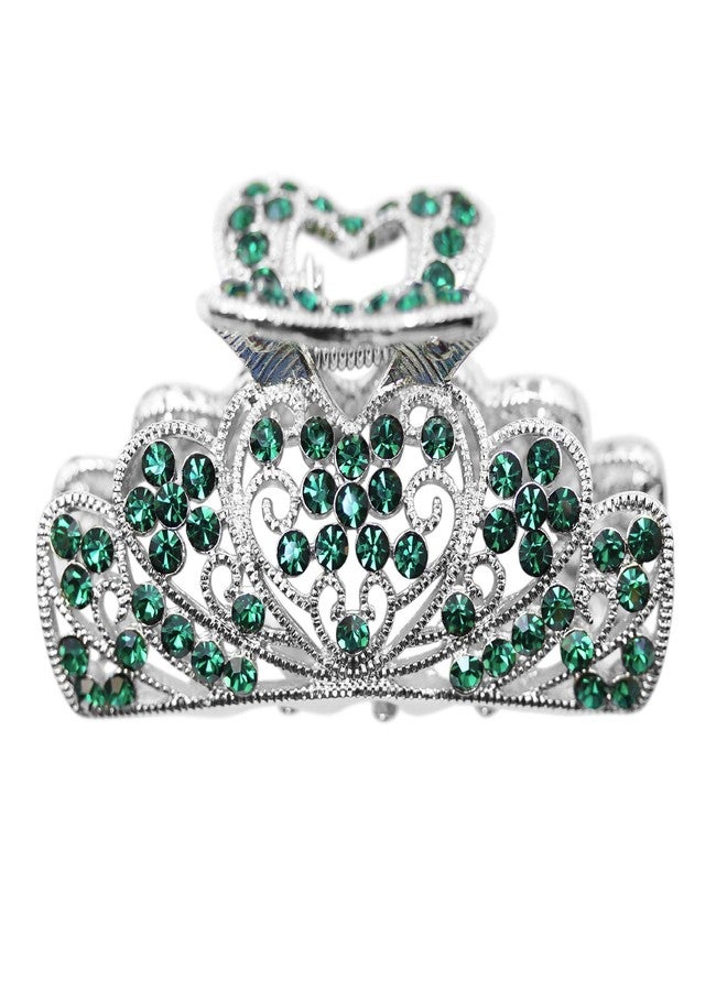 Faship Gorgeous Green Rhinestone Crystal Floral Hair Claw Clips - Image 1