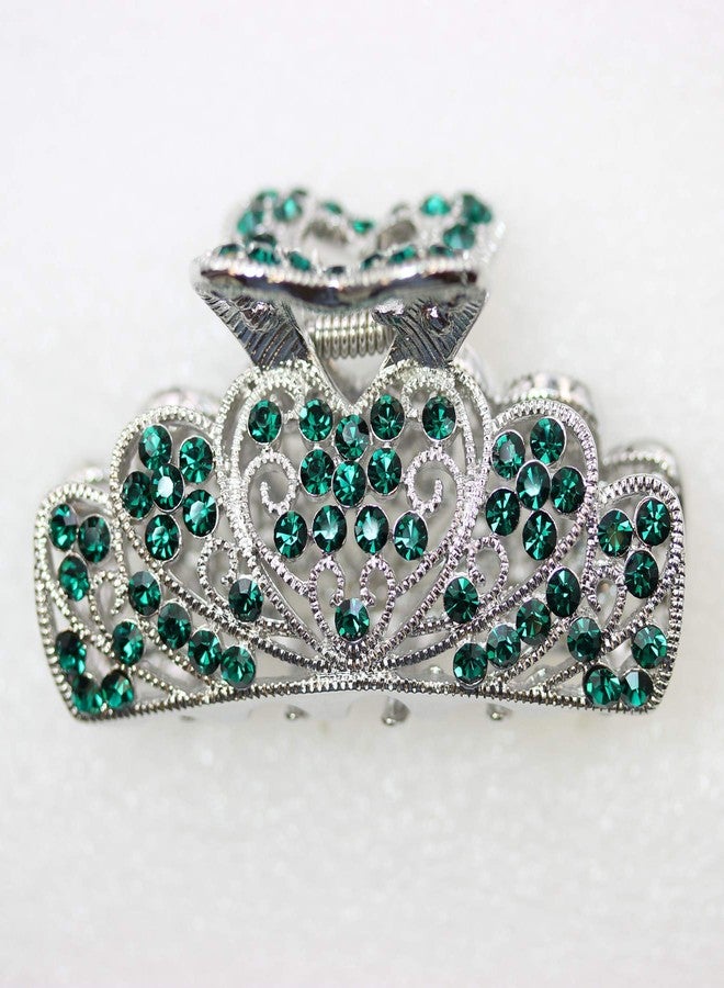 Faship Gorgeous Green Rhinestone Crystal Floral Hair Claw Clips - Image 2