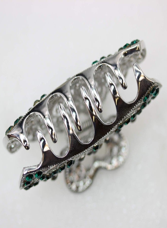 Faship Gorgeous Green Rhinestone Crystal Floral Hair Claw Clips - Image 4