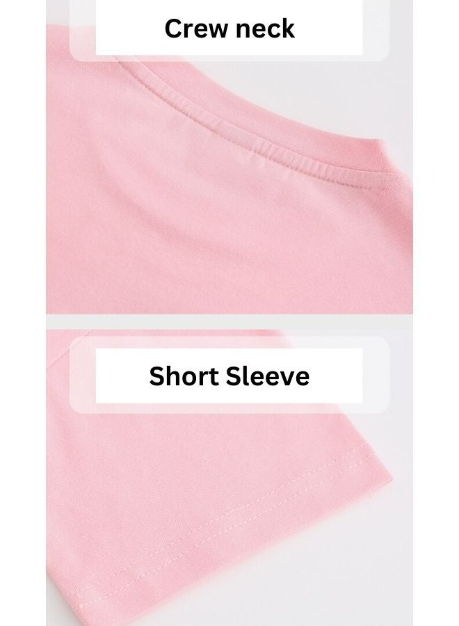 Mei Stylish Kids Unisex Pink Short Sleeve T-Shirt - Image 4