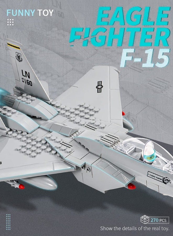 dOvOb Military F-15 Eagle Fighter Jet Building Blocks Set, Army Plane Toys as Gift for Kids or Adult (270 Pieces) - Image 2