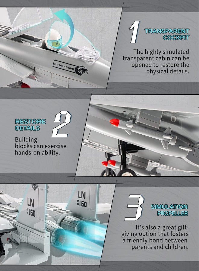 dOvOb Military F-15 Eagle Fighter Jet Building Blocks Set, Army Plane Toys as Gift for Kids or Adult (270 Pieces) - Image 4