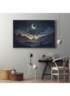 Home Gallery Home Gallery illustration night sky with stars moon constellations Printed canvas wall art  - Image 1