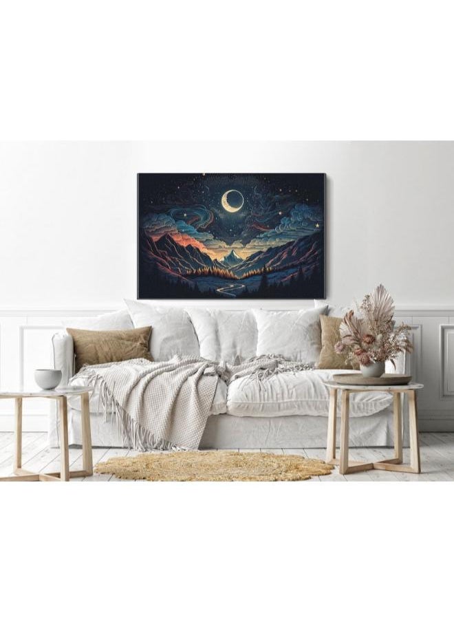 Home Gallery Home Gallery illustration night sky with stars moon constellations Printed canvas wall art  - Image 3