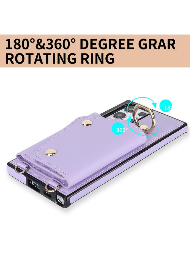 erorex Case For Samsung Galaxy S22 Ultra 5G Zipper Card Bag Phone Case with Dual Lanyard - Image 5