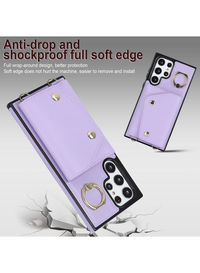 erorex Case For Samsung Galaxy S22 Ultra 5G Zipper Card Bag Phone Case with Dual Lanyard - Image 2