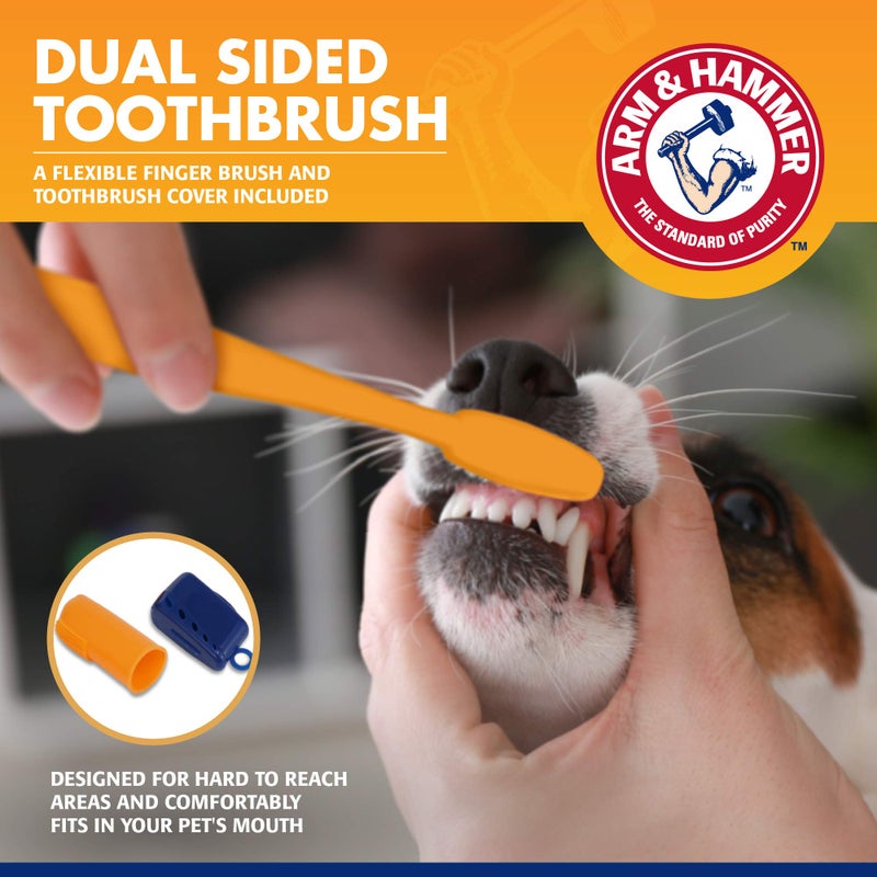 Arm & Hammer for Pets Tartar Control Kit for Dogs Contains Toothpaste, Toothbrush & Fingerbrush Reduces Plaque & Tartar Buildup, 3-Piece Kit, Banana Mint Flavor (Pack of 1) - Image 3