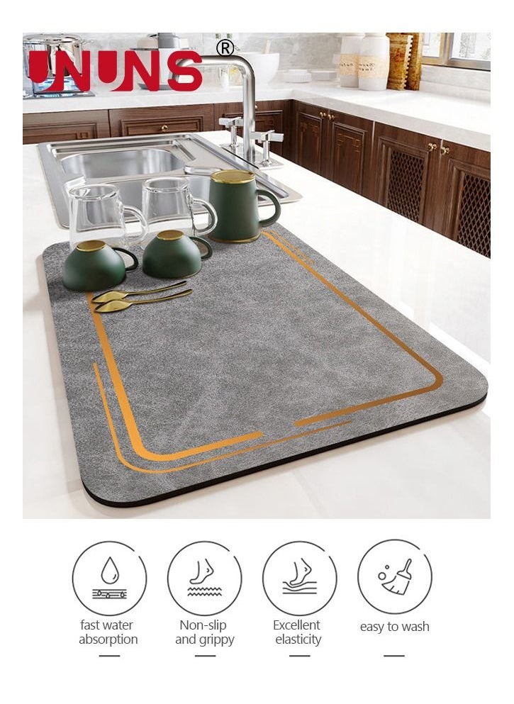 UNUNS - Dish Drying Mat,Coffee Bar Mat For Countertops,Non-Slip Sink Mat,Fit Under Coffee Maker Absorbent Hide Stain,Rubber Backed Drying Mat For Kitchen Counter,50x80cm - Image 1