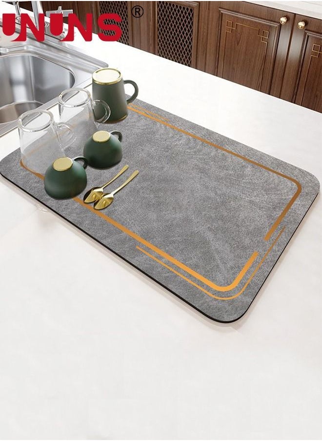 UNUNS - Dish Drying Mat,Coffee Bar Mat For Countertops,Non-Slip Sink Mat,Fit Under Coffee Maker Absorbent Hide Stain,Rubber Backed Drying Mat For Kitchen Counter,50x80cm - Image 1