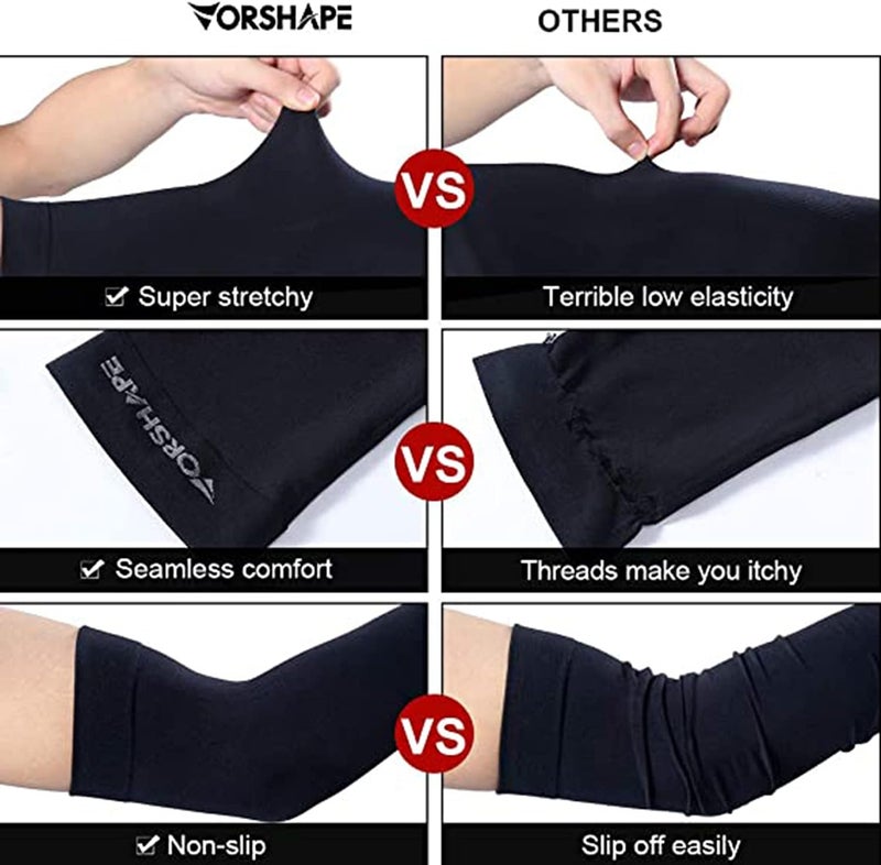 SHOWAY 2 Pairs Sun UV Protection Cooling Arm Sleeves, for Men & Women, UPF 50 Arm Cover, Arm Sun Sleeves Compression UV Protection Cooling, Cycling, Driving, Golf, Running (Black) - Image 5