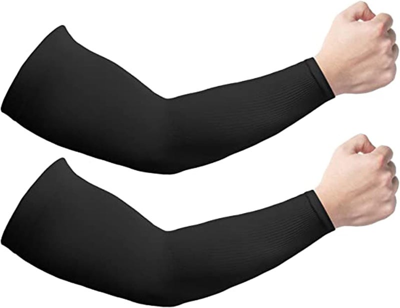 SHOWAY 2 Pairs Sun UV Protection Cooling Arm Sleeves, for Men & Women, UPF 50 Arm Cover, Arm Sun Sleeves Compression UV Protection Cooling, Cycling, Driving, Golf, Running (Black) - Image 1