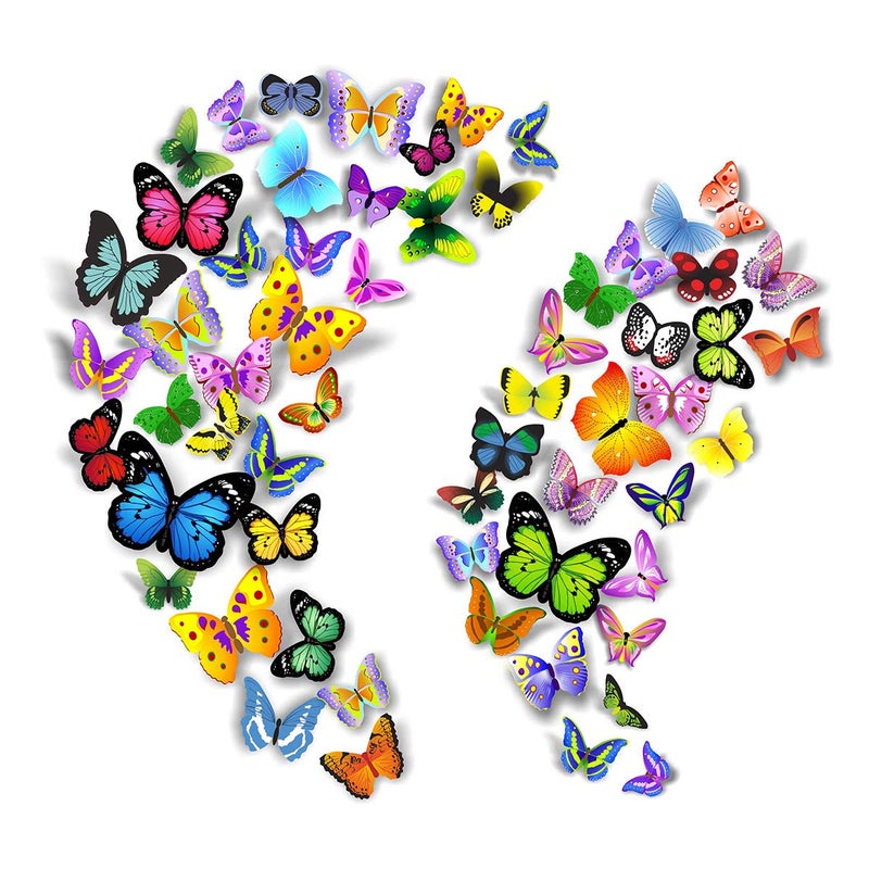 PARLAIM ملصقات جدارية على شكل فراشات PARLAIM 104 قطعة - ملصقات فراشات ثلاثية الأبعاد لتزيين الجدران - ديكور فراشات - ملصقات جدارية قابلة للإزالة - تزيين المنزل لغرف الأطفال وغرف النوم وغرف المعيشة - Image 1