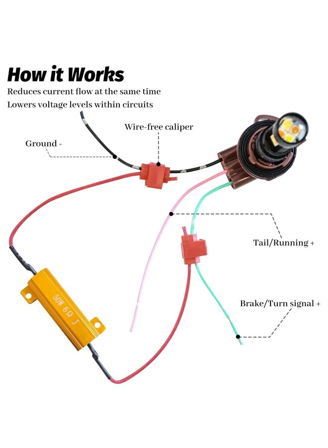 6Pcs 50W 6ohm Load Resistors, Fix LED Bulb Fast Hyper Flash Turn Signal Blink Error Code(Resistors get very hot during working) - Image 2