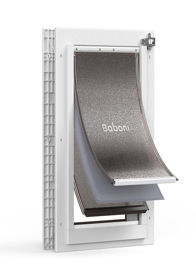 Baboni 3-Flaps Pet Door for Interior and Exterior Doors, Durable Plastic Frame and Telescoping Tunnel, Aluminum Lock/Metal Panel, Strong Magnetic Flaps, Never Rust Dog Door (Pets Up to 40 Lb) -Medium - Image 1