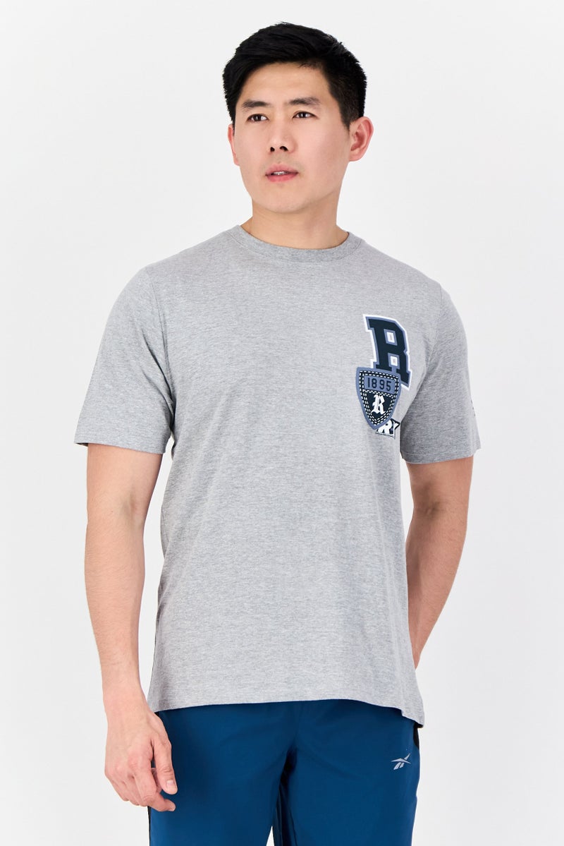 Reebok Men Sportswear Fit Short Sleeve Outdoor T-Shirt, Heather Grey - Image 1