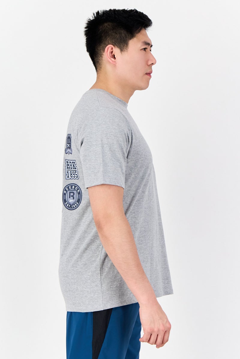 Reebok Men Sportswear Fit Short Sleeve Outdoor T-Shirt, Heather Grey - Image 2