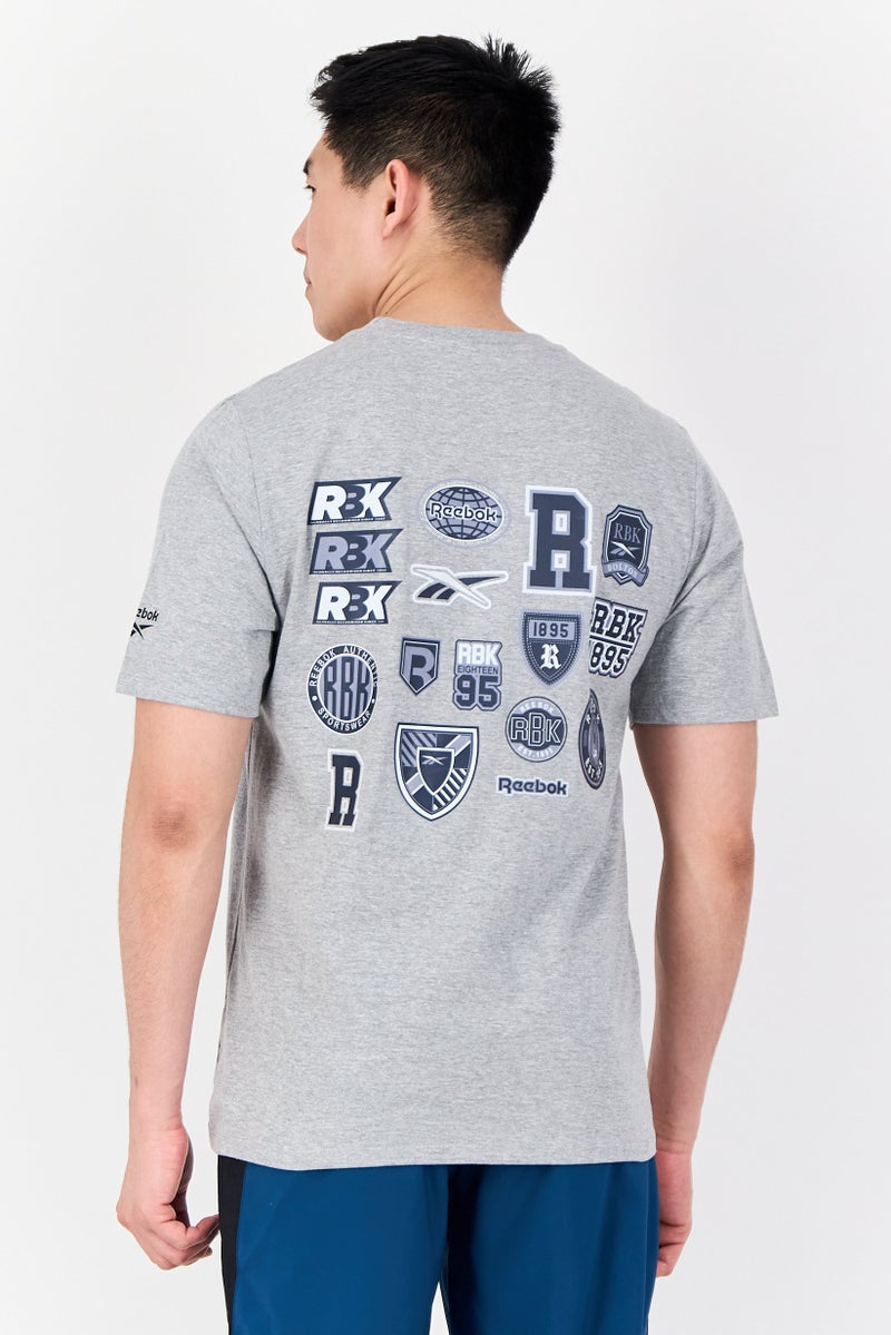 Reebok Men Sportswear Fit Short Sleeve Outdoor T-Shirt, Heather Grey - Image 3