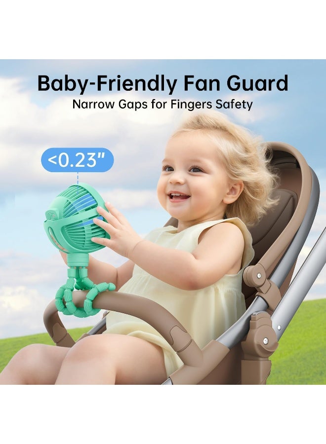 GUSGU Stroller Fan with Flexible Tripod Clip on for Baby, Mini Portable Fan USB Rechargeable Battery Operated, Small Personal Handheld Fan Cooling for Bed, Car Seat, Travel, Camping - Image 2