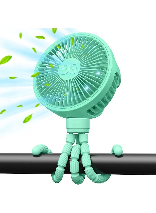GUSGU Stroller Fan with Flexible Tripod Clip on for Baby, Mini Portable Fan USB Rechargeable Battery Operated, Small Personal Handheld Fan Cooling for Bed, Car Seat, Travel, Camping - Image 1