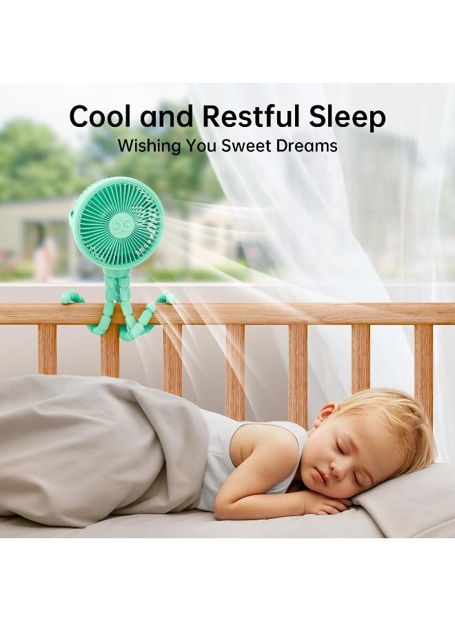 GUSGU Stroller Fan with Flexible Tripod Clip on for Baby, Mini Portable Fan USB Rechargeable Battery Operated, Small Personal Handheld Fan Cooling for Bed, Car Seat, Travel, Camping - Image 3