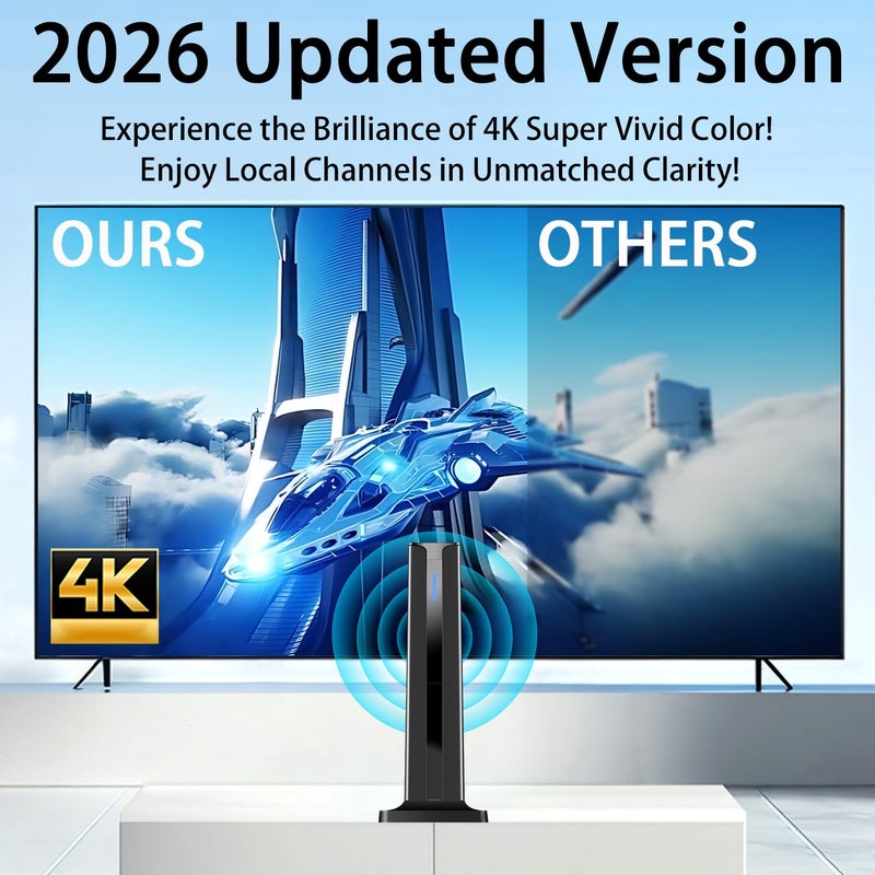 ApexWaveTV Digital TV Antenna for Smart TV Indoor,2026 TV Antenna with 3M Stick Base, 360Â°&Long Range Reception HDTV Antenna for Local Channels, Easy Installation Antennas for TVs Without Cable (7.0 in) - Image 4