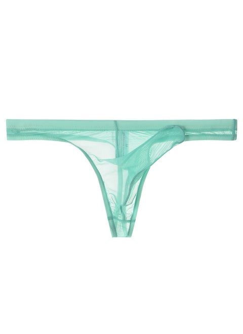 Mens Ultra-Thin Mesh Thong Breathable Elephant Trunk Underwear Light Blue
