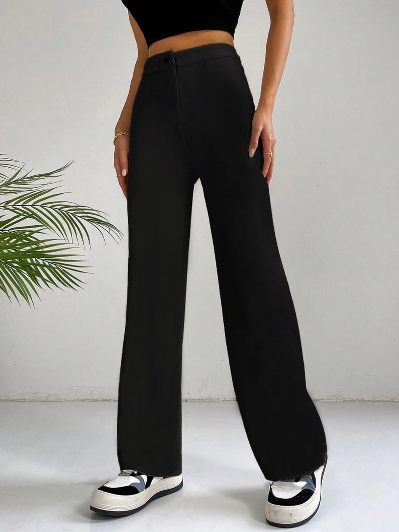 Toochki Trousers for Woman Pants Women's Formal Office Korean | Black Track Pant | Straight | Cotton Spandex Stretchable Trouser | High-Waisted Bottom Wear - Image 4