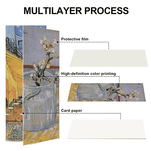 MWOOT 30 Pieces Art Painting Paper Bookmarks,Van Gogh Art Painting Page Folder Bookmark Set, Page Clip Book Mark for Book Reading Marker Gift (14 x 5CM, 30 Styles) - Image 4