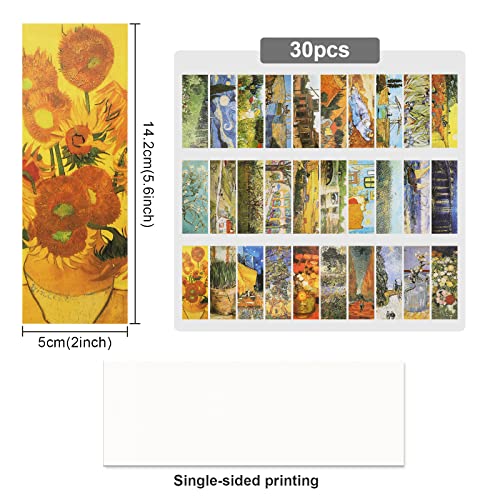 MWOOT 30 Pieces Art Painting Paper Bookmarks,Van Gogh Art Painting Page Folder Bookmark Set, Page Clip Book Mark for Book Reading Marker Gift (14 x 5CM, 30 Styles) - Image 3