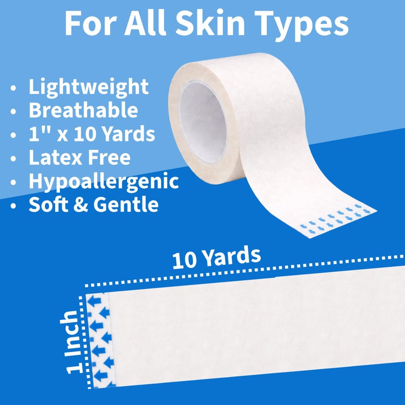 Vakly Paper Medical Tape for First Aid Emergency Wound Dressing 1" x 10 Yards [Pack of 6 Rolls] Lightweight Breathable Microporous Self Adhesive Latex Free Hypoallergenic Bandage Adhesion - Image 2