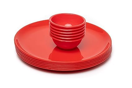 Coolkart Plates Microwave Safe Unbreakable Round Full Plates with Bowl 6 Plate and 6 Bowl - Image 1