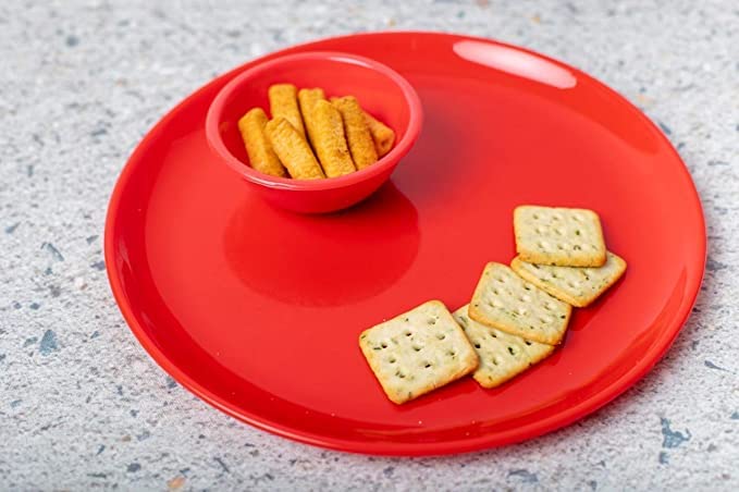 Coolkart Plates Microwave Safe Unbreakable Round Full Plates with Bowl 6 Plate and 6 Bowl - Image 2