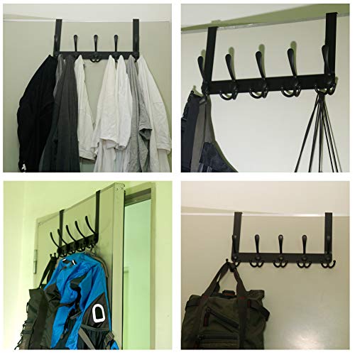 Dseap Over The Door Hook Hanger - 5 Tri Hooks, Heavy Duty Over The Door Towel Rack Coat Rack for Clothes Hat Towel, Black, 2 Packs - Image 5