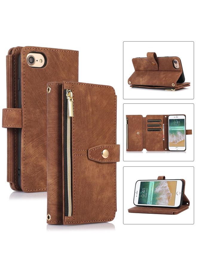 اس-توب جراب لهاتف iPhone SE 2022 / 2020 / 7 / 8 Dream 9-Card Wallet Bag Zipper Leather Phone Case - Image 1