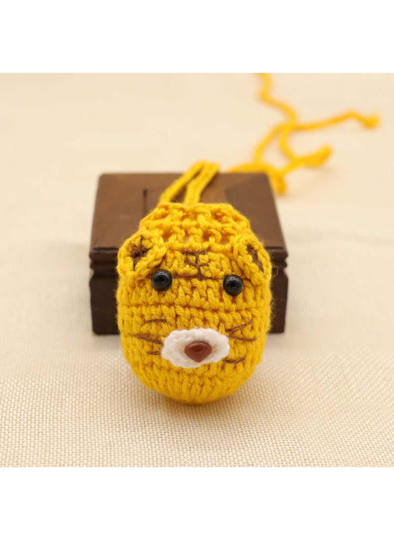 Arabest - Handmade Knitted Cartoon Fish Egg Bag for Kids Yellow Tiger - Image 1