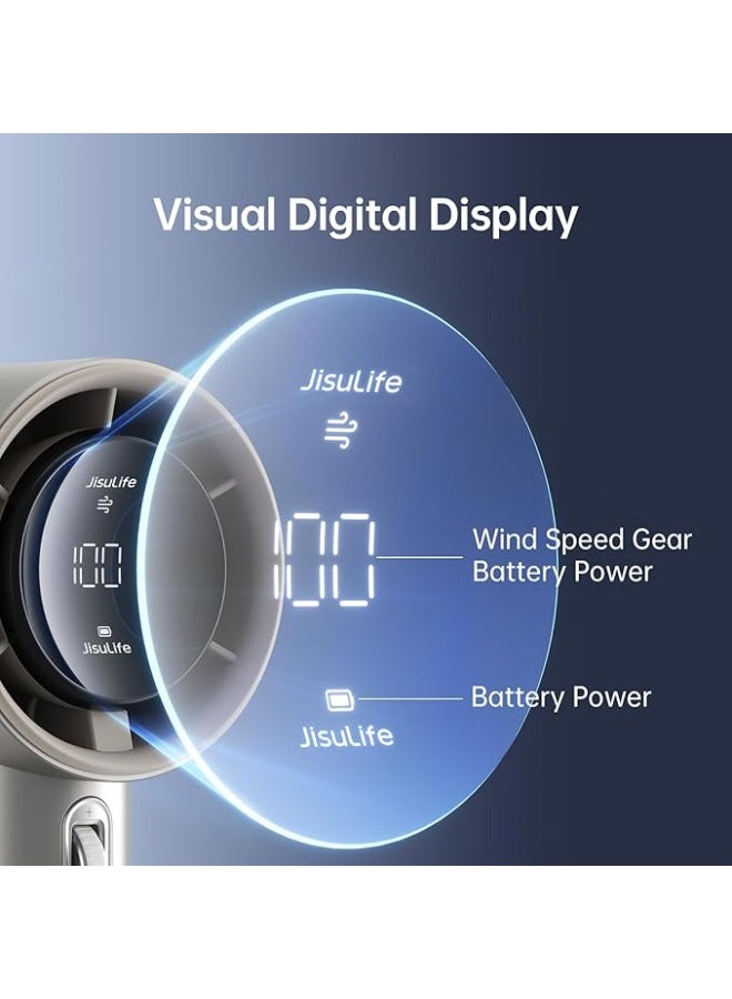 JISULIFE Portable Handheld Fan, Mini USB Rechargeable Fan [19.5Hrs Max Cooling Time], Personal Makeup/Eyelash Fan, Handheld Fan with Smart LED Digital Display 100-Speed Personal Fan for Women Men Travel Camping Outdoor LIGHT BROWN - Image 2