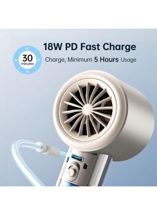 JISULIFE Portable Handheld Fan, Mini USB Rechargeable Fan [19.5Hrs Max Cooling Time], Personal Makeup/Eyelash Fan, Handheld Fan with Smart LED Digital Display 100-Speed Personal Fan for Women Men Travel Camping Outdoor LIGHT BROWN - view 5