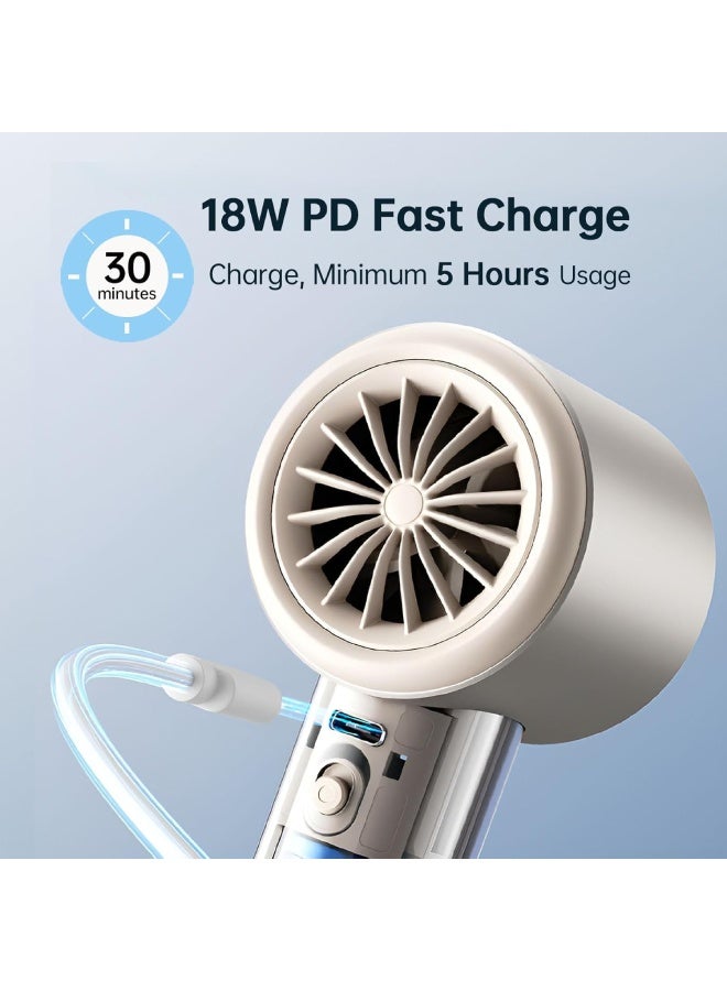 JISULIFE Portable Handheld Fan, Mini USB Rechargeable Fan [19.5Hrs Max Cooling Time], Personal Makeup/Eyelash Fan, Handheld Fan with Smart LED Digital Display 100-Speed Personal Fan for Women Men Travel Camping Outdoor LIGHT BROWN - Image 5