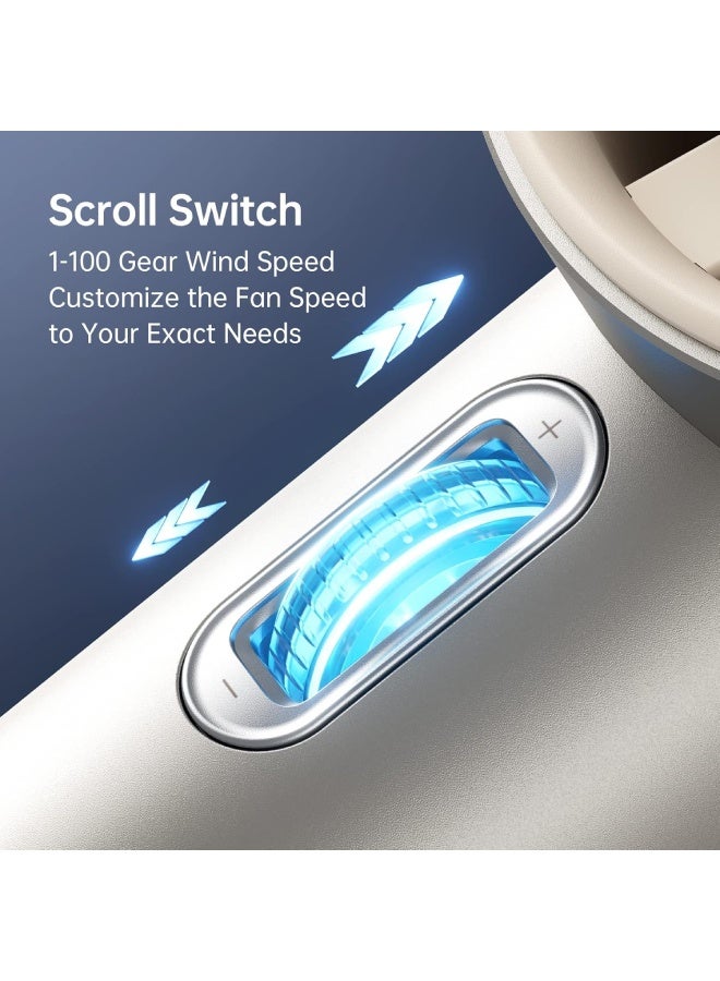 JISULIFE Portable Handheld Fan, Mini USB Rechargeable Fan [19.5Hrs Max Cooling Time], Personal Makeup/Eyelash Fan, Handheld Fan with Smart LED Digital Display 100-Speed Personal Fan for Women Men Travel Camping Outdoor LIGHT BROWN - Image 4