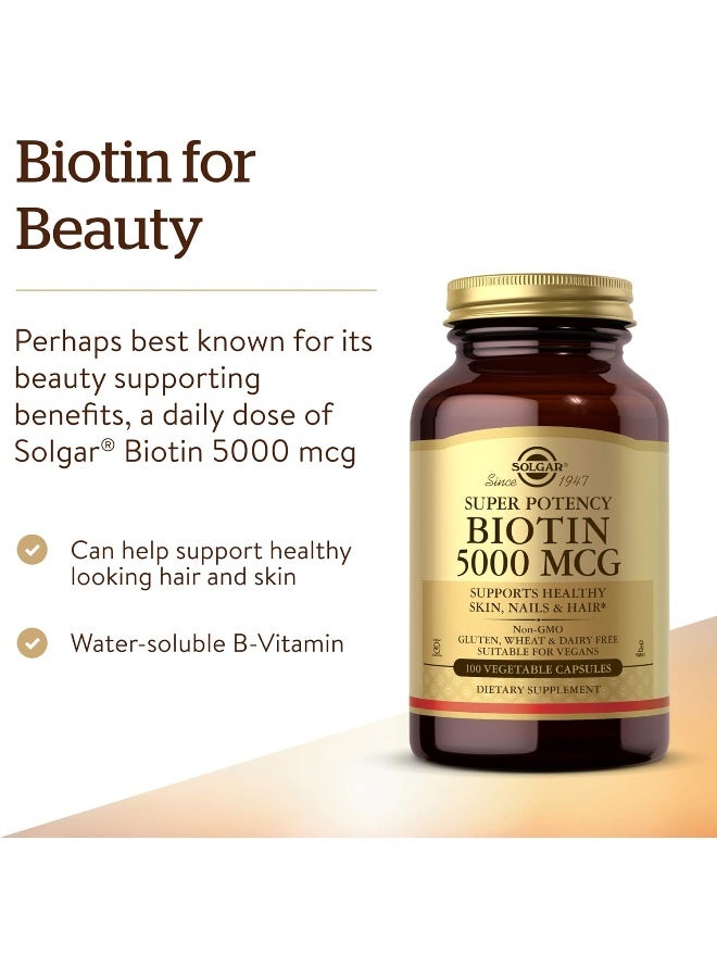 Solgar Biotin 5000 MCG Dietary Supplement - 100 Veg Capsules - Image 4