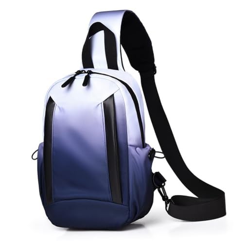 GUSTAVE® Chest Bag for Men Waterproof Gradient Sling Bag, Lightweight Double Layer Nylon Shoulder Day Pack, Adjustable Strap, Multiple Compartments, Stylish Travel & Commuting Bag (Blue/Black) - Image 1