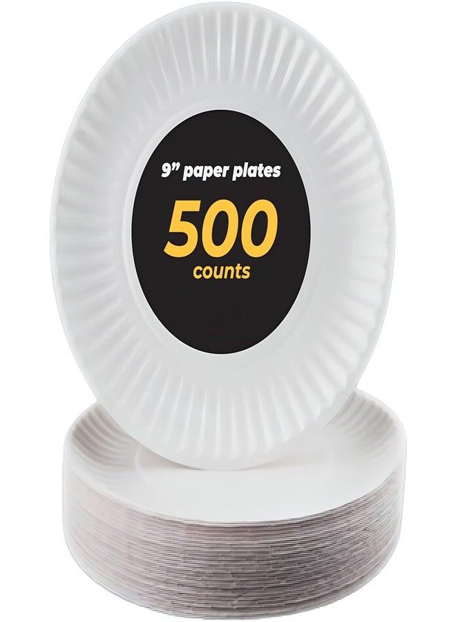 Perfect Stix White Paper Plate, 9" Paper Plate 9-500 (Pack of 500) - Image 1
