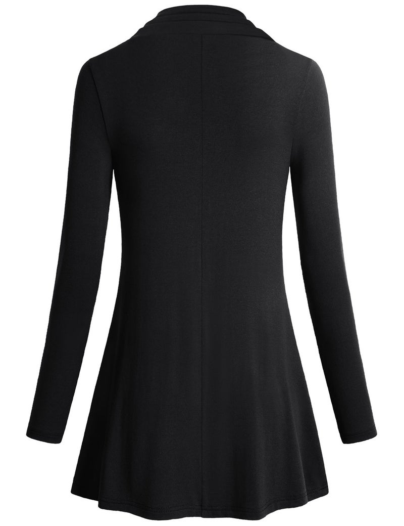Miusey Juniors Top, Womens Long Sleeve Cowl Neck Shirt To Wear with Leggings Loose Fit Casual Flowy Top Black XX-Large - Image 2