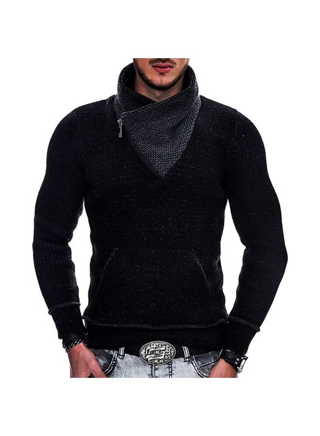 NIBEMINENT Autumn and Winter Men's Sweater Long sleeved High Neck Pocket Fashion Knitwear - Image 1