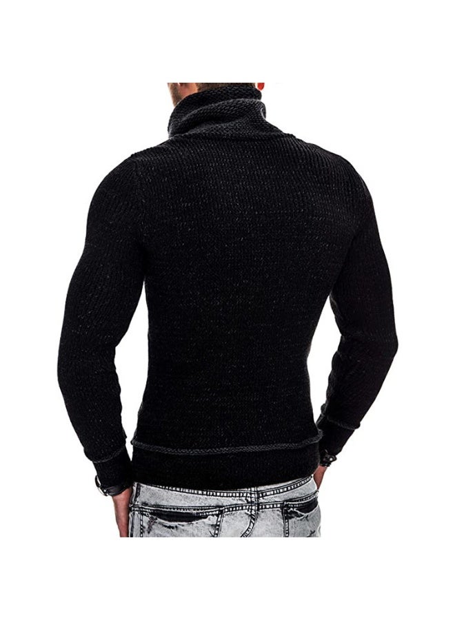 NIBEMINENT Autumn and Winter Men's Sweater Long sleeved High Neck Pocket Fashion Knitwear - Image 2